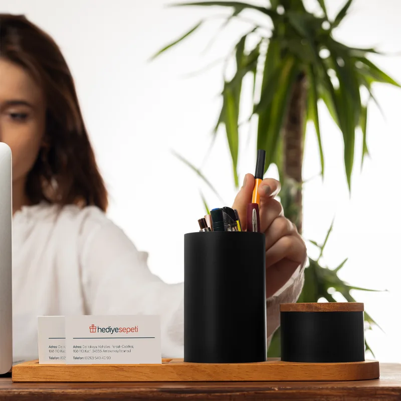 Personalized Wooden Desktop Organizer Set