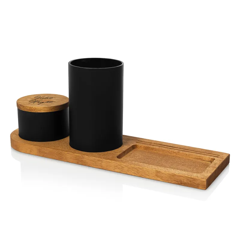 Personalized Wooden Desktop Organizer Set