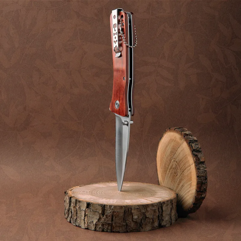Personalized Wooden Handle Pocket Knife for Outdoor Enthusiasts