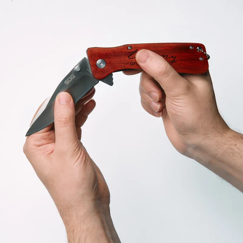 Personalized Wooden Handle Pocket Knife for Outdoor Enthusiasts