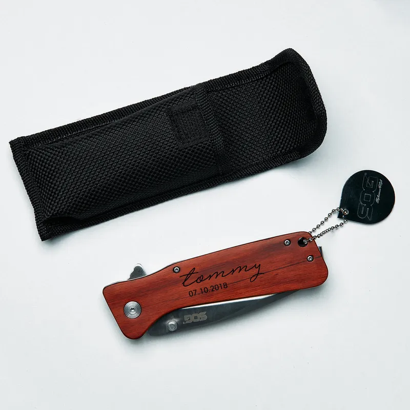 Personalized Wooden Handle Pocket Knife for Outdoor Enthusiasts