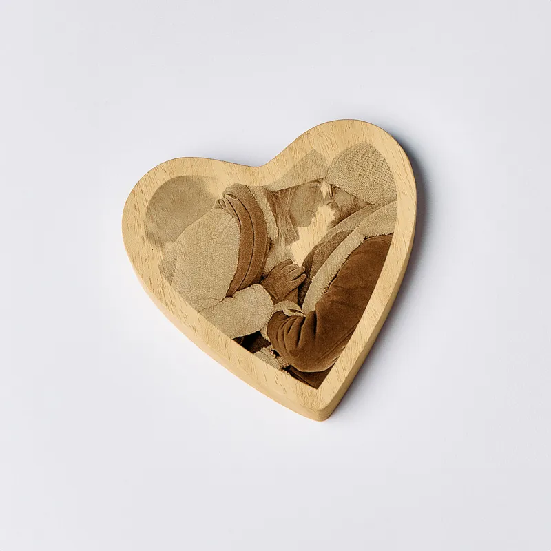 Personalized Wooden Heart Photo Keepsake for Couples