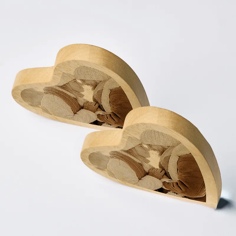 Personalized Wooden Heart Photo Keepsake for Couples