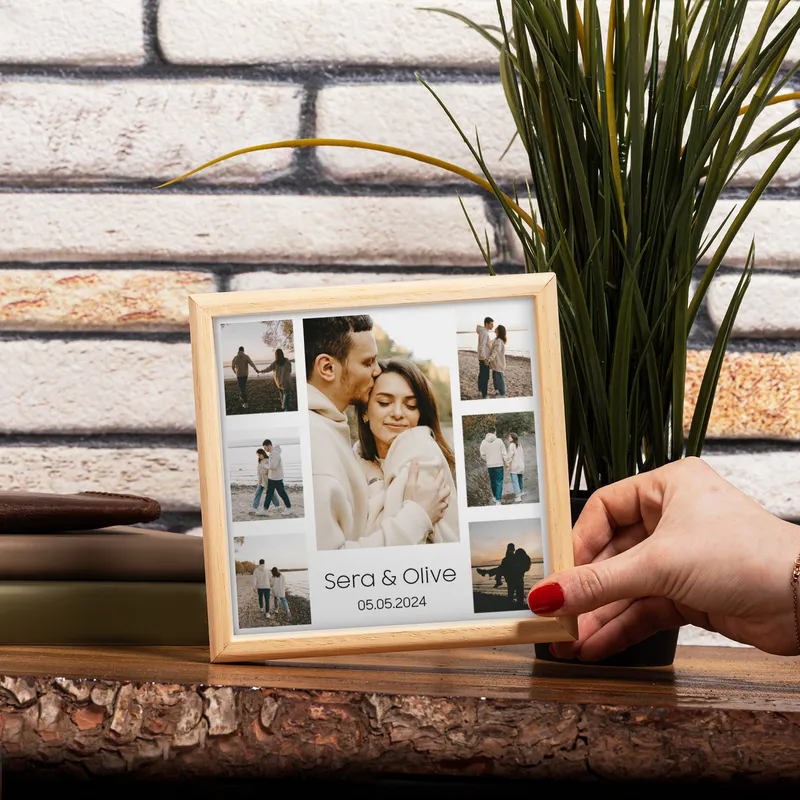 Personalized Wooden Mini Photo Frame for Couples