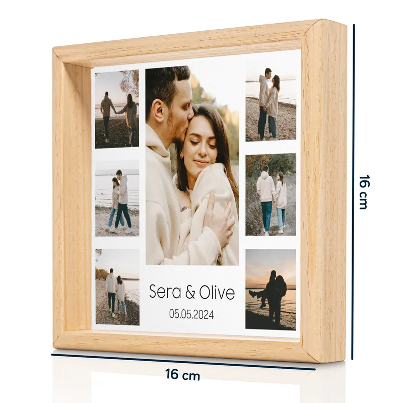 Personalized Wooden Mini Photo Frame for Couples