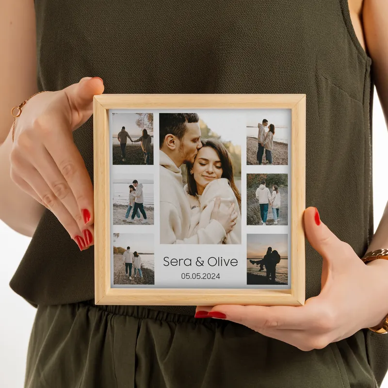 Personalized Wooden Mini Photo Frame for Couples