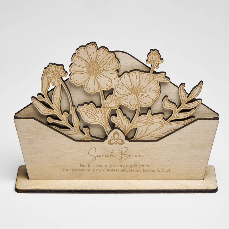Personalised Wooden Mother's Day Flower Decoration
