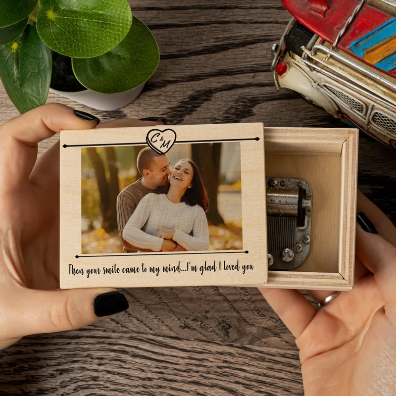 Personalised Wooden Music Box with Photo and Message
