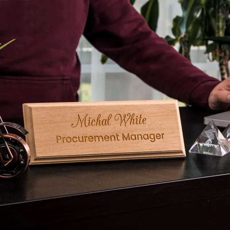 Personalized Wooden Name and Business Card Holder