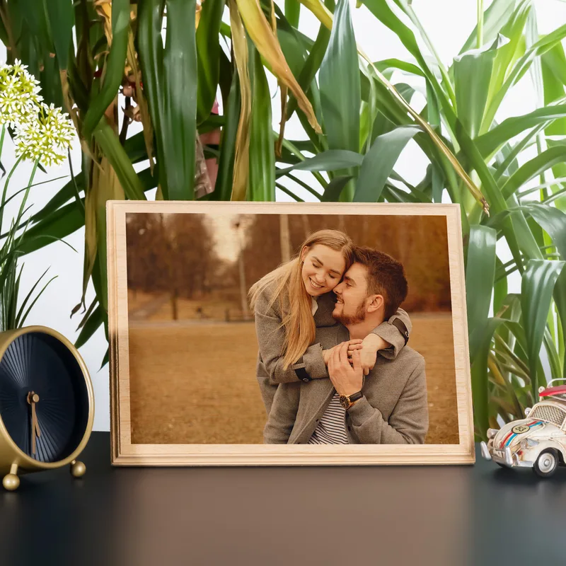 Personalized Couple Portrait Wooden Photo as Valentine's Day Gift for Love