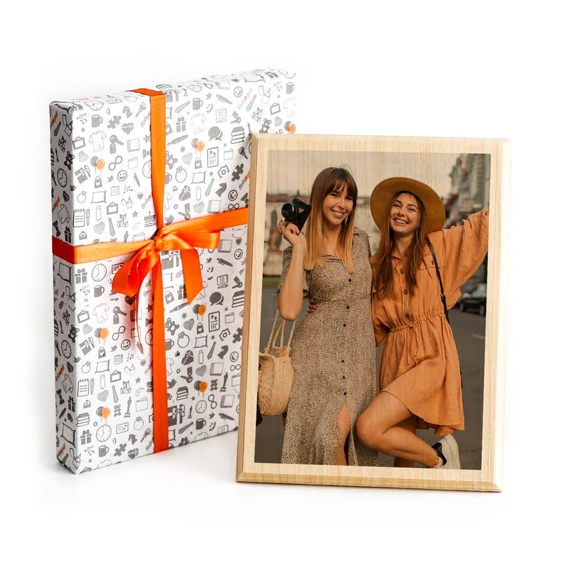 Personalized Couple Portrait Wooden Photo as Valentine's Day Gift for Love