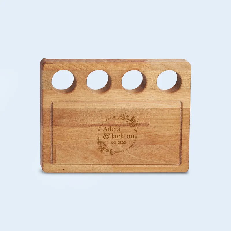 Personalised Wooden Serving Platter with Mini Sauce Bowls