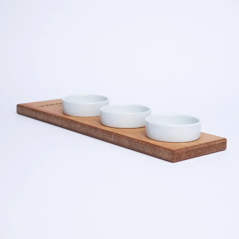 Personalized Wooden Serving Kit with 3 Mini Bowls