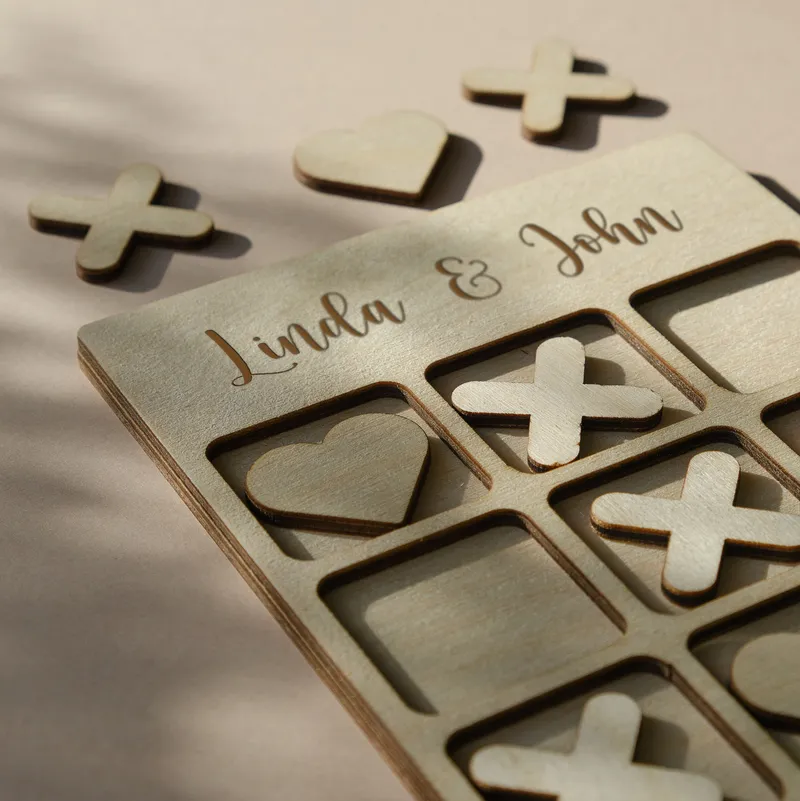 Personalized Wooden Tic Tac Toe Game with Names