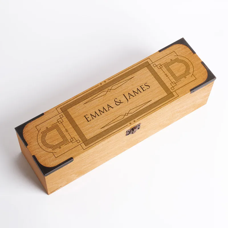 Personalised Wooden Wine Box with Custom Name Engraving
