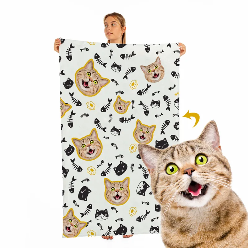 Personalised Cat Photo Fleece Blanket for Pet Lovers