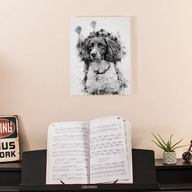 Pet Charcoal Drawing Design Canvas Photo Frame