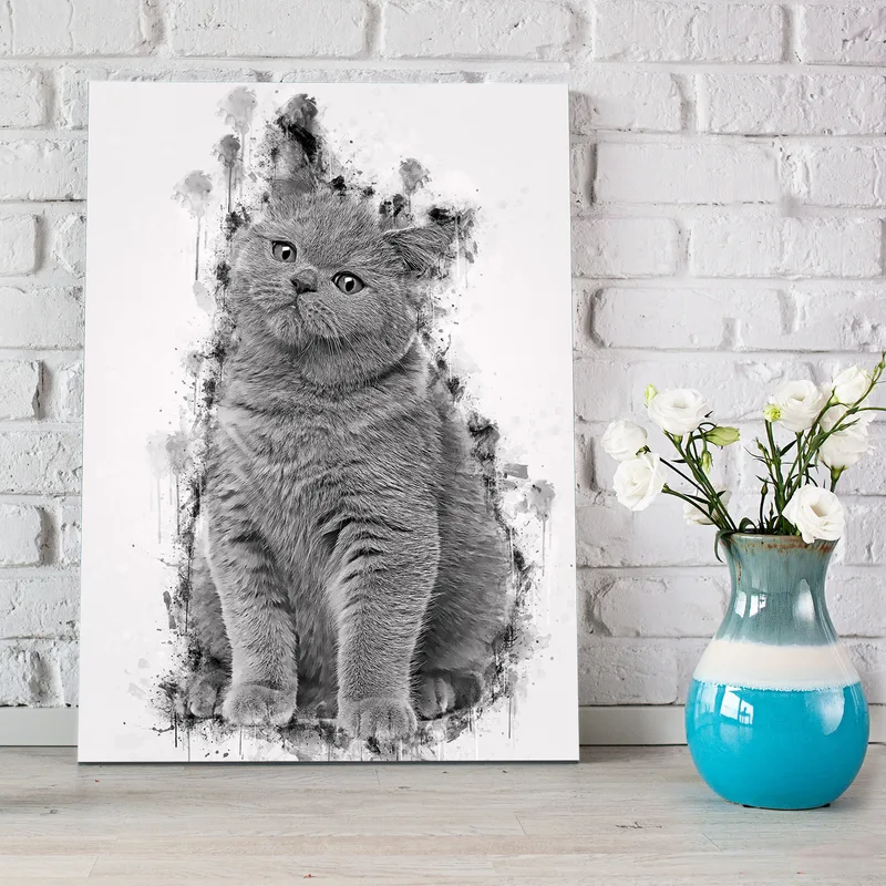 Pet Charcoal Drawing Design Canvas Photo Frame