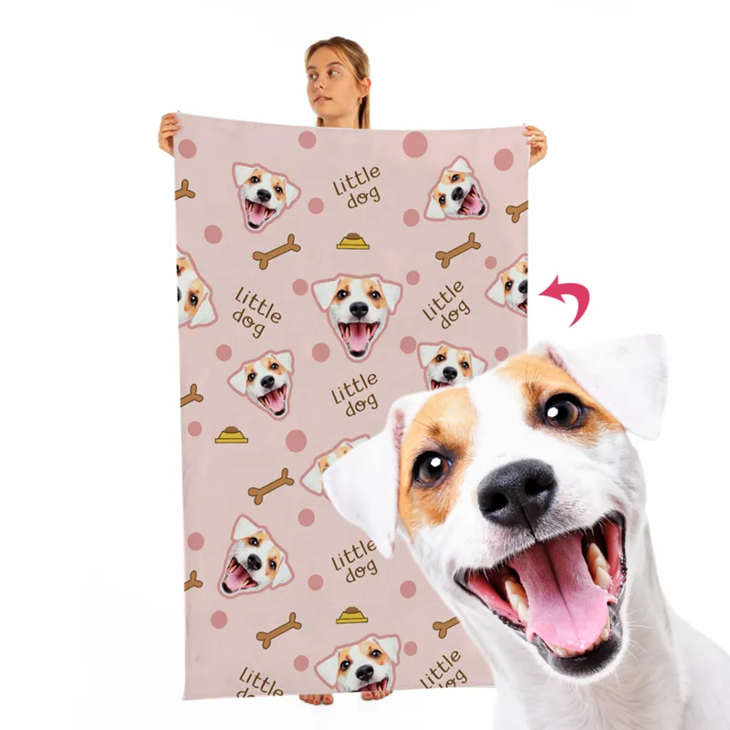 Pet Throw Blanket with Dog Design and Personalized Picture