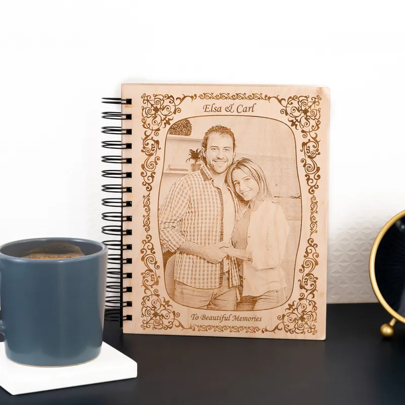 Photo and Message Engraved Wooden Album