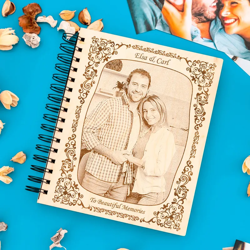Photo and Message Engraved Wooden Album
