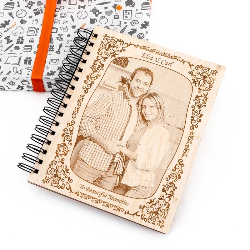 Photo and Message Engraved Wooden Album