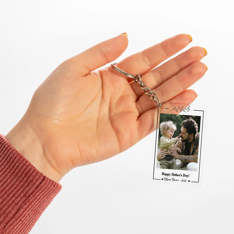 Photo and Message Printed Plexiglass Keychain for Dad