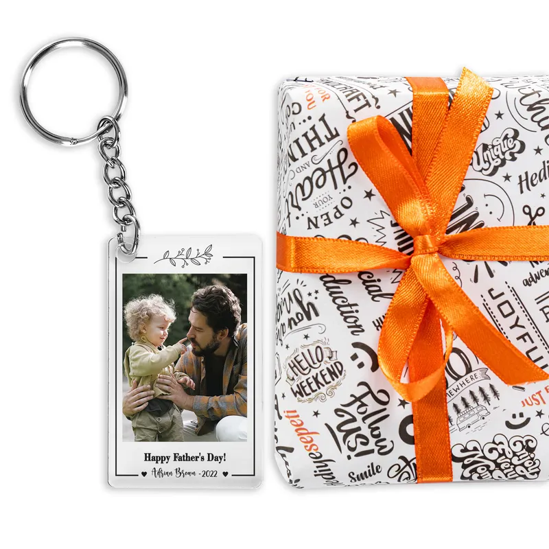 Photo and Message Printed Plexiglass Keychain for Dad