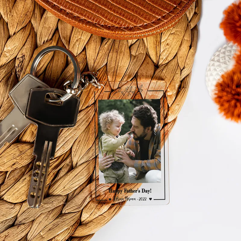 Photo and Message Printed Plexiglass Keychain for Dad