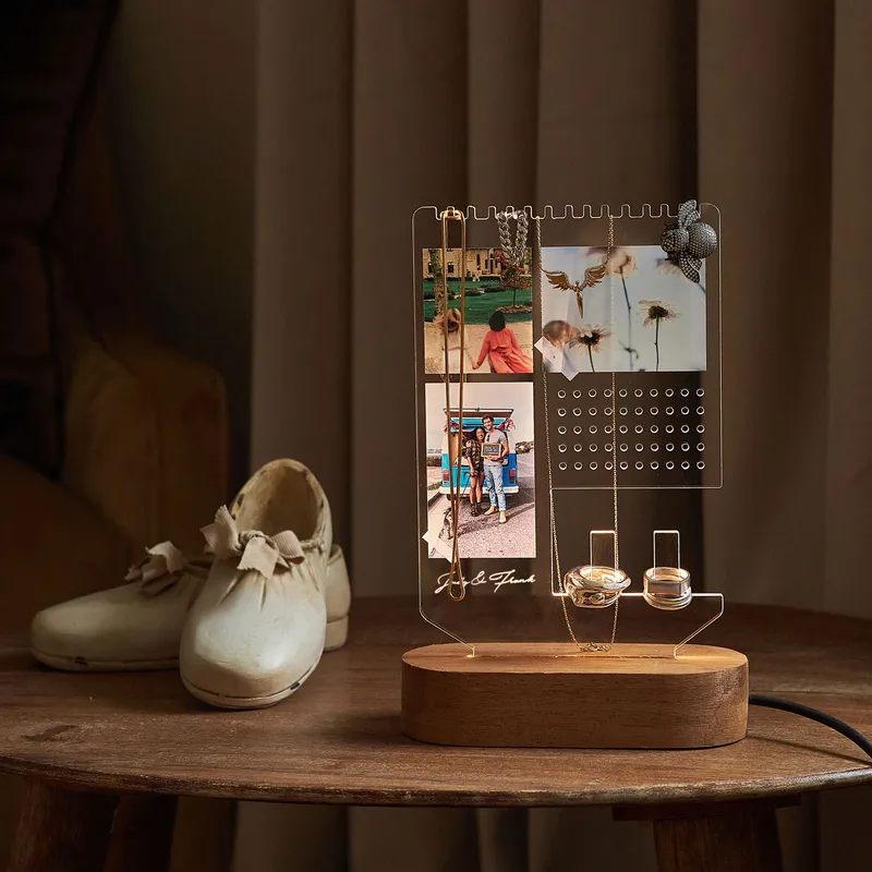 Photo and Name Personalized Accessory Holder Jewelry Tray Led Lamp