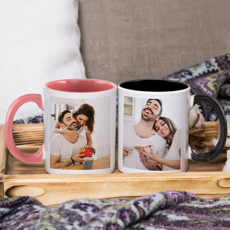 Photo Printed 2-Piece Colorful Coffee Mug Set