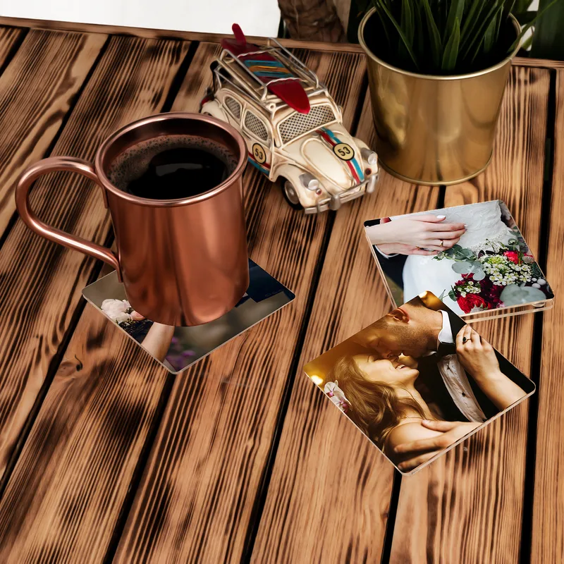 Photo Printed 4-Piece Acrylic Coaster Set