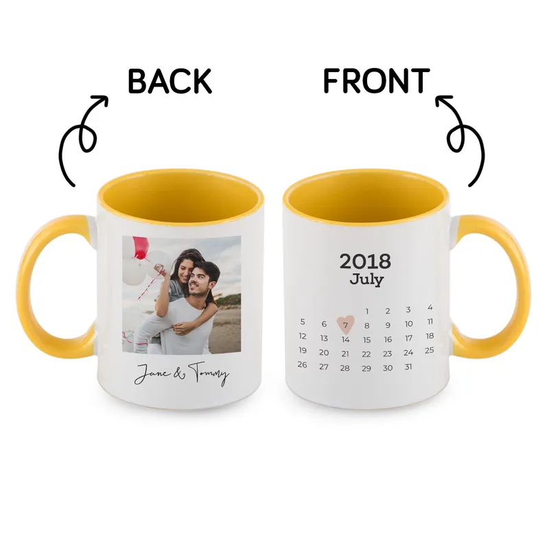 Photo-Printed Calendar Design 2-Piece Colorful Mug Set