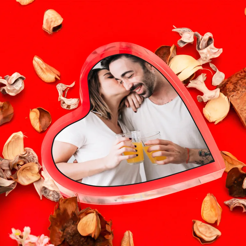 Photo Printed Heart Shaped Acrylic Plate