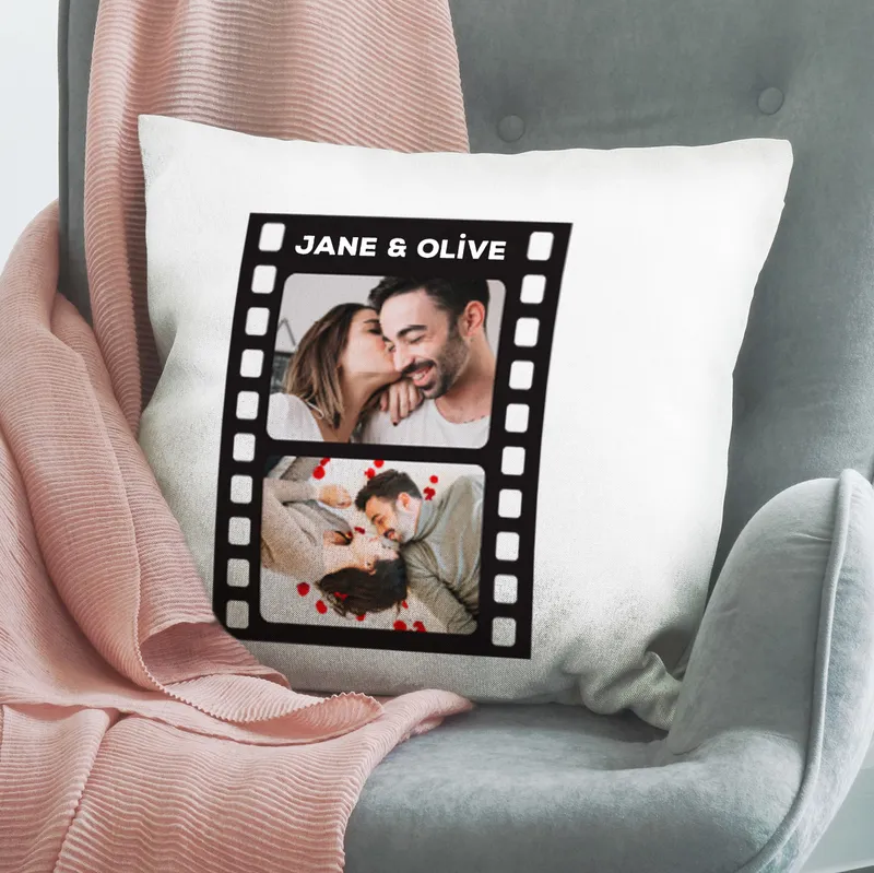 Photo Printed Pillow with Filmstrip Design