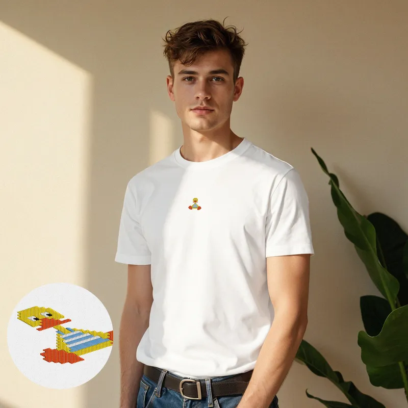 Pixel Icon Embroidered Men's T-Shirt