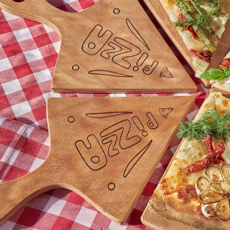 Pizza-Shaped Wooden Serving Set for Entertaining