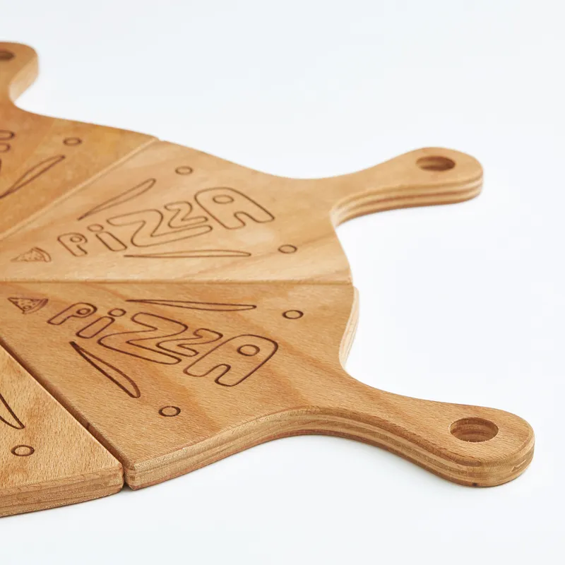 Pizza-Shaped Wooden Serving Set for Entertaining