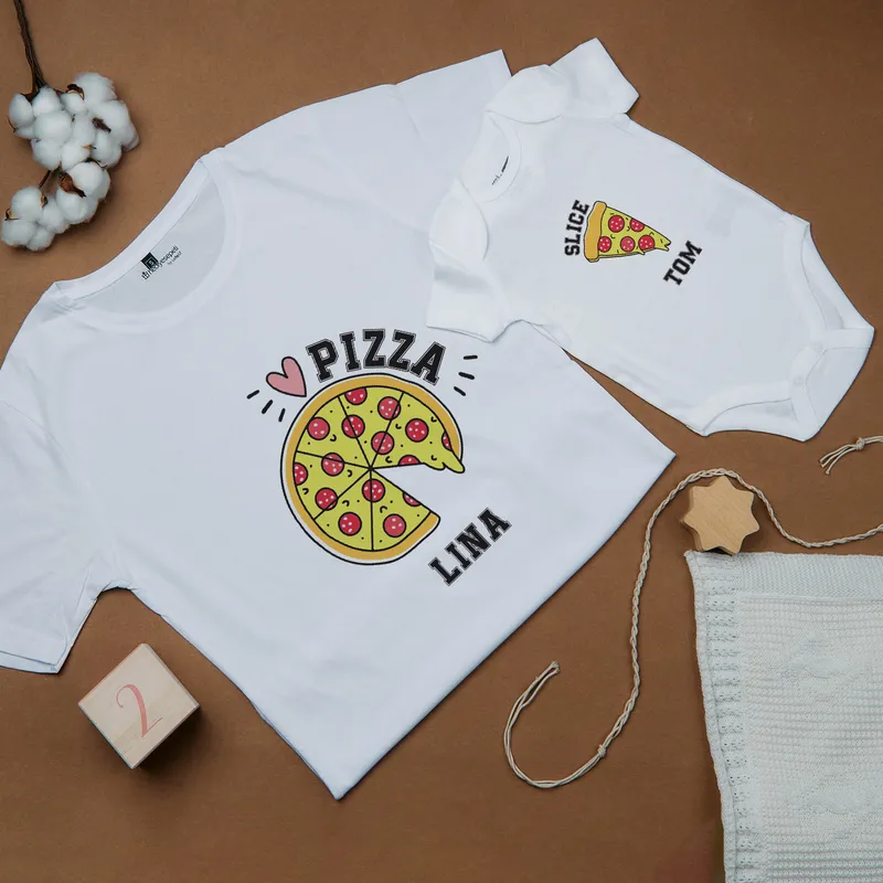 Pizza Design Mom T-Shirt Kids Body Combination