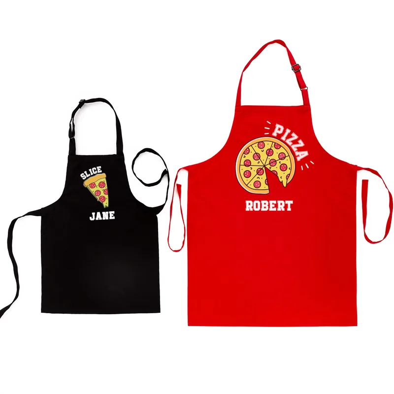 Pizza Slice Design Father's Day Gifts Daddy and Me 2 Pcs Kitchen Apron Matching Set