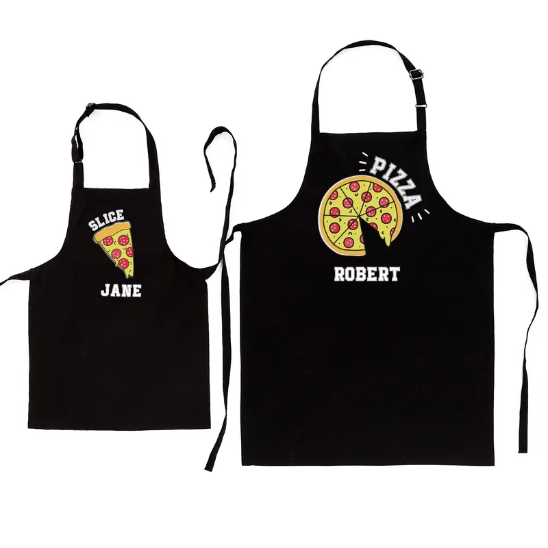 Pizza Slice Design Father's Day Gifts Daddy and Me 2 Pcs Kitchen Apron Matching Set