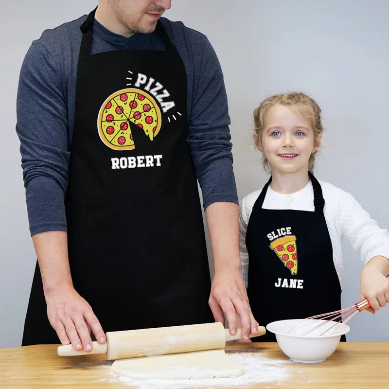 Pizza Slice Design Father's Day Gifts Daddy and Me 2 Pcs Kitchen Apron Matching Set