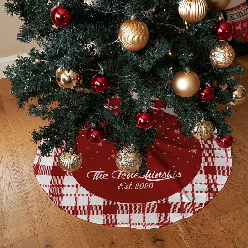 Personalised Plaid Christmas Tree Skirt for Festive Home Décor