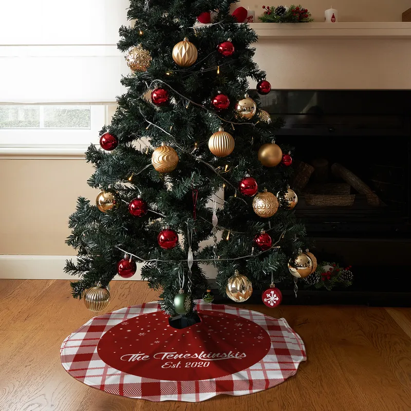 Personalised Plaid Christmas Tree Skirt for Festive Home Décor