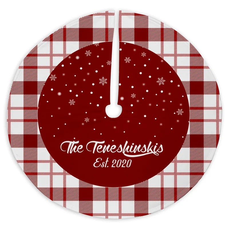 Personalised Plaid Christmas Tree Skirt for Festive Home Décor