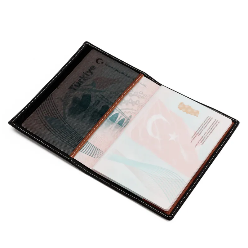 Personalised Leather Passport Holder with Plane Ticket Design