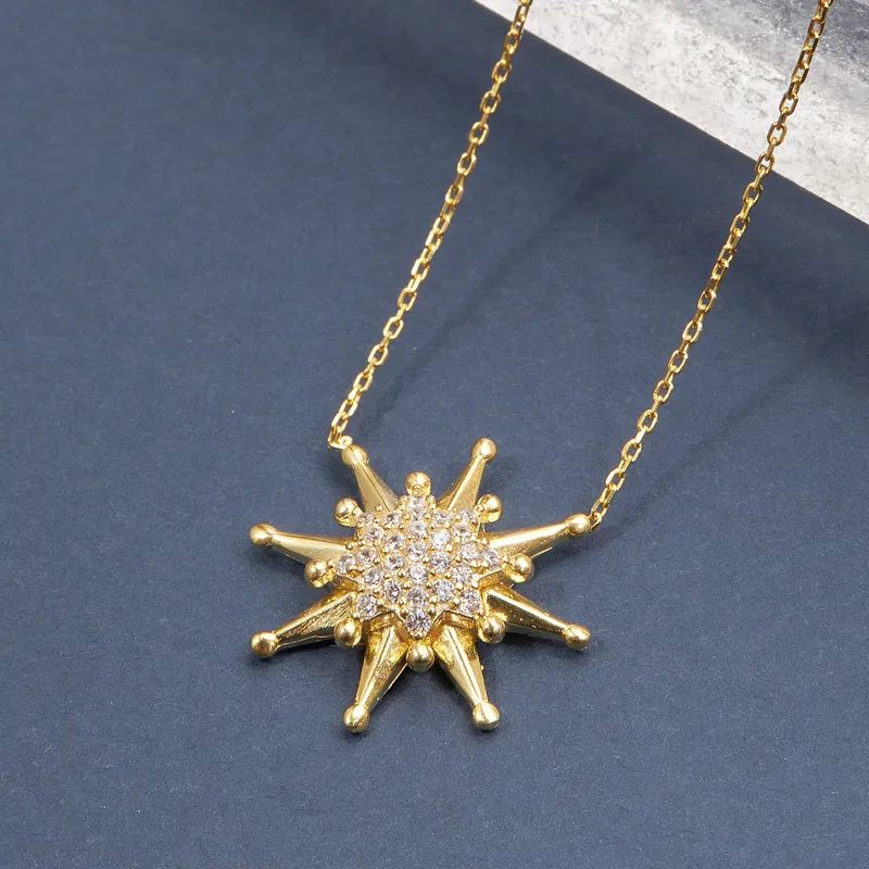 Stellar Sparkle Silver Necklace with Black Zircon Stones