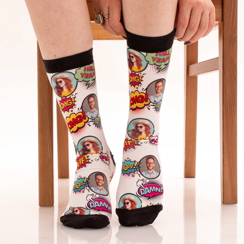 Personalised Pop Art Comic Photo Socks for Any Occasion