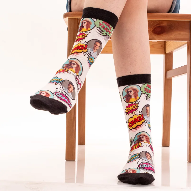 Personalised Pop Art Comic Photo Socks for Any Occasion