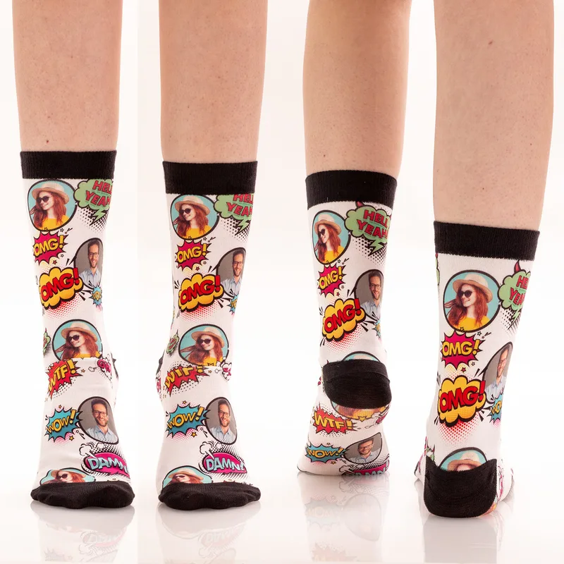 Personalised Pop Art Comic Photo Socks for Any Occasion